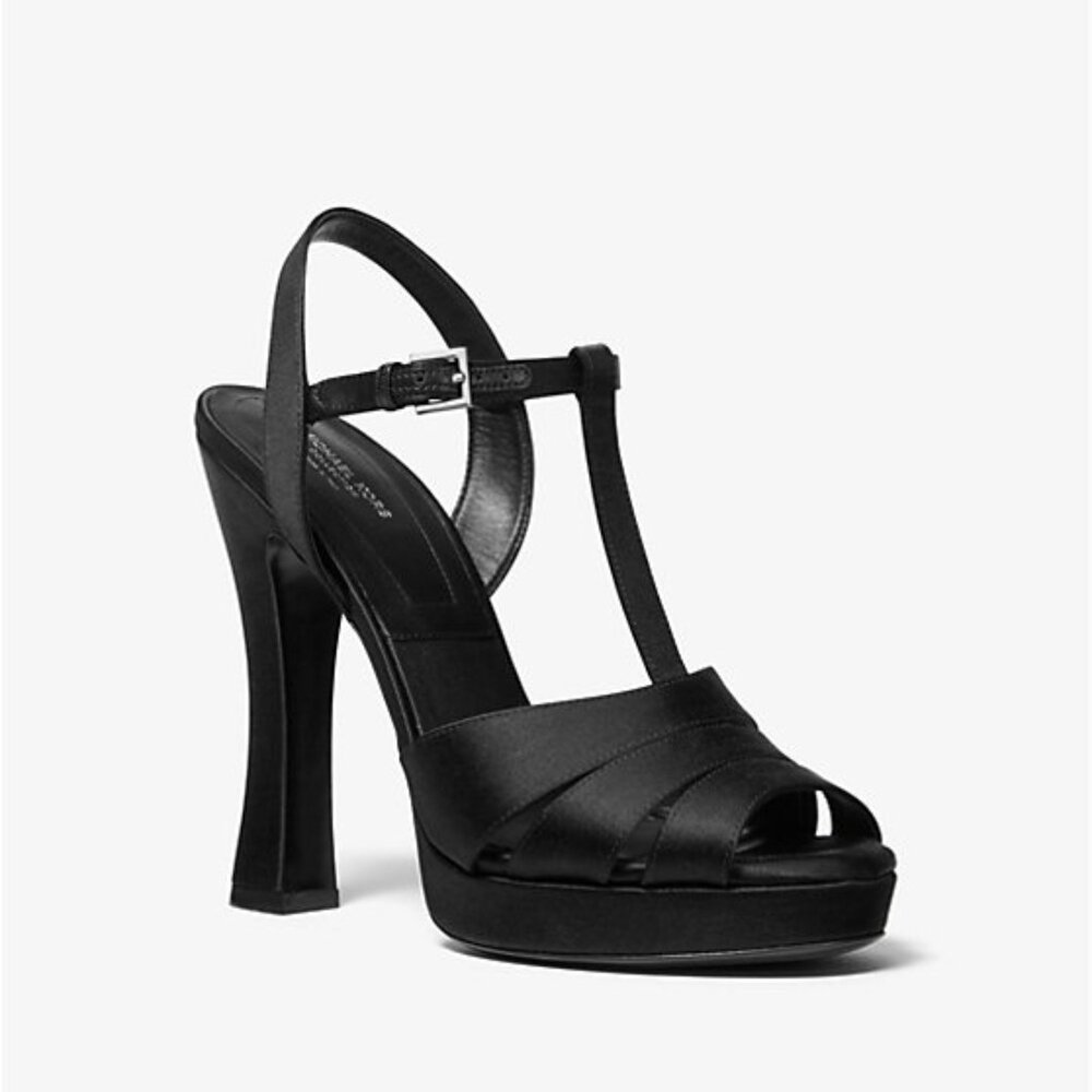 $775 Michael Kors Collection Rosanna Black Satin Runway Platform Sandal 36